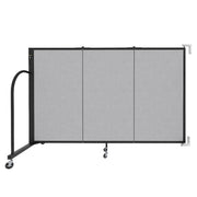 Wallmount Room Divider - 4'H x 5' 6"L - 3 Panel, Gray Smoke, Fabric