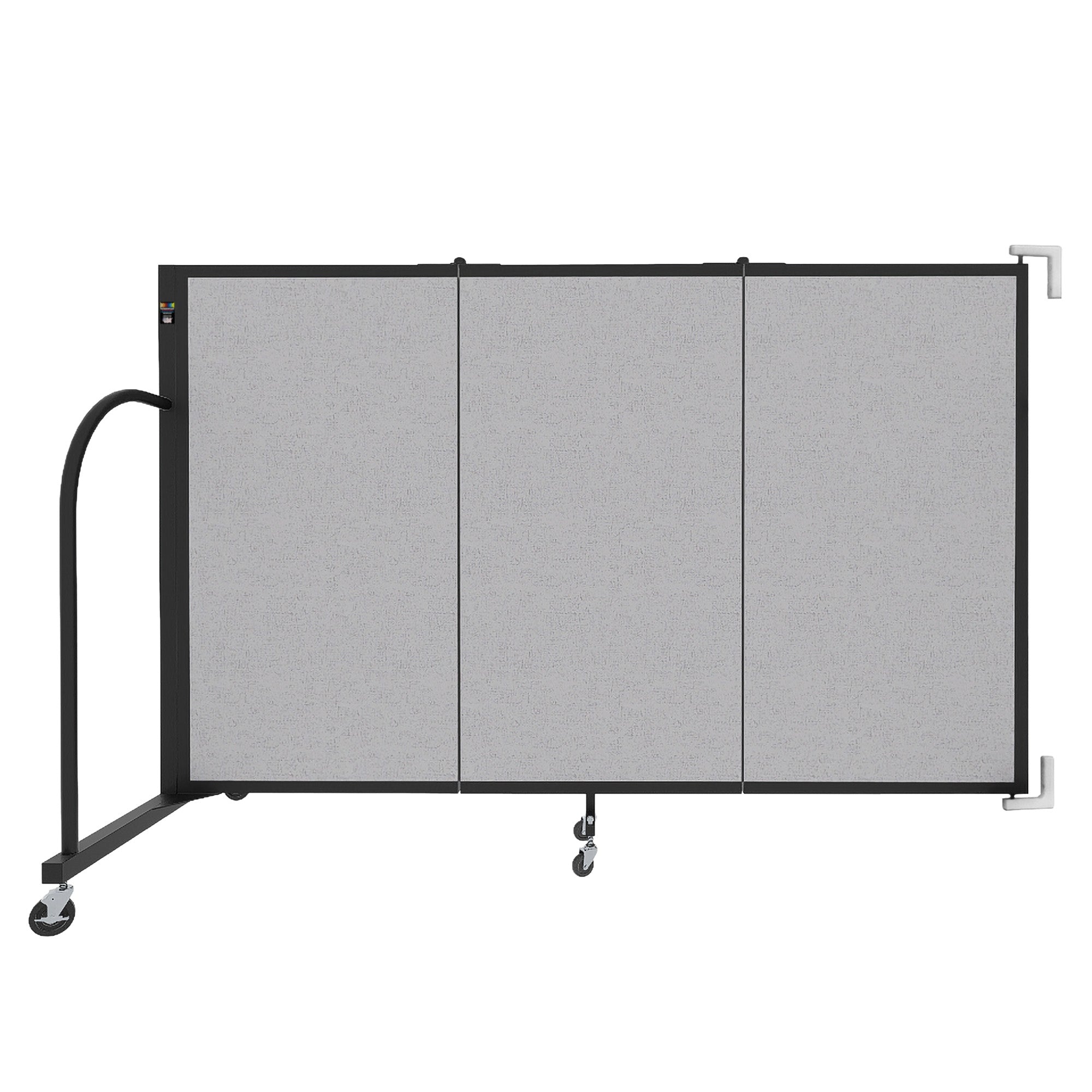 Wallmount Room Divider - 4'H x 5' 6"L - 3 Panel, Gray Smoke, Fabric