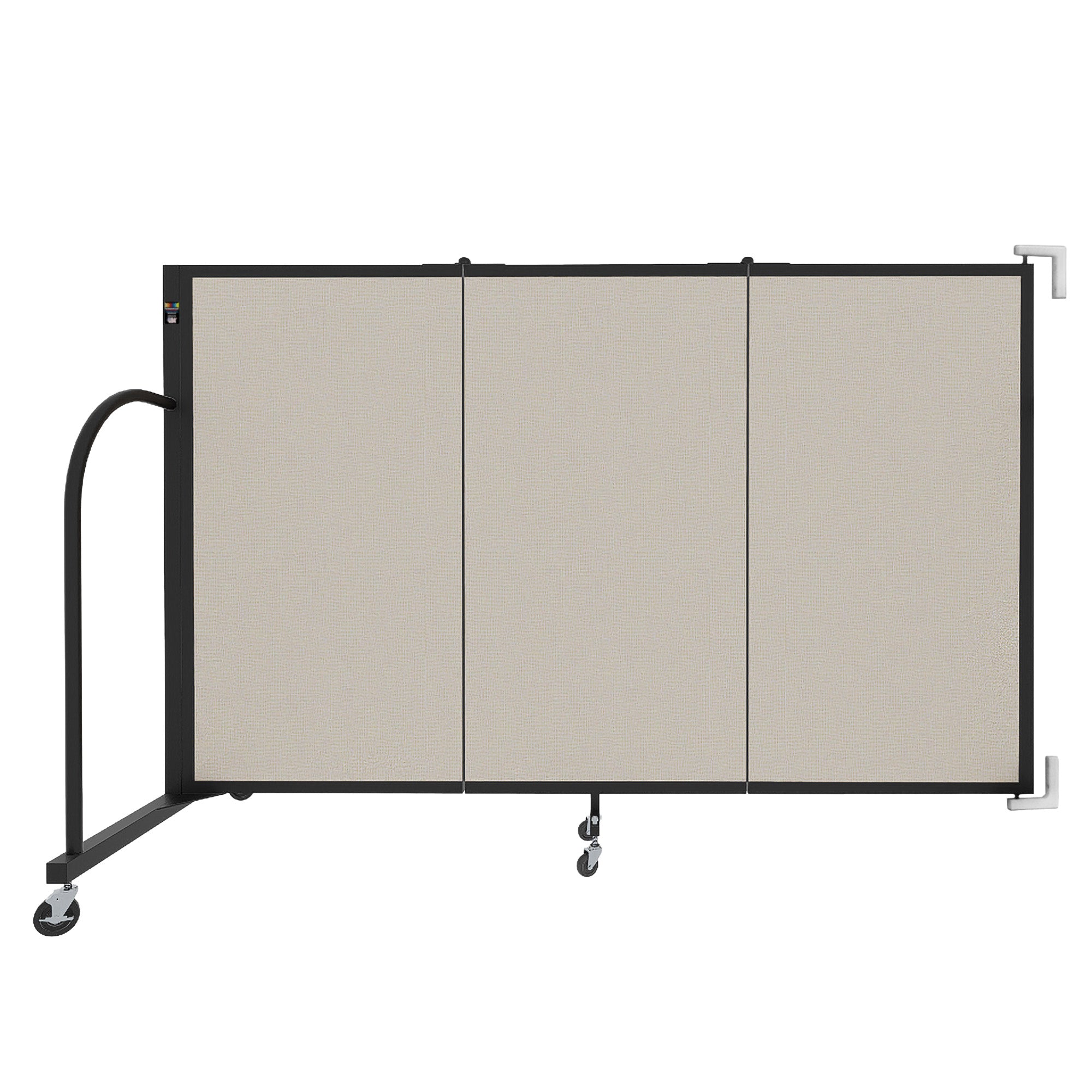 Wallmount Room Divider - 4'H x 5' 6"L - 3 Panel, Sand, Fabric