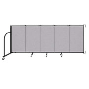Wallmount Room Divider - 4'H x 9' 2"L - 5 Panel, Select Gray, Fabric
