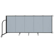 Wallmount Room Divider - 4'H x 9' 2"L - 5 Panel, Summer Blue, Fabric