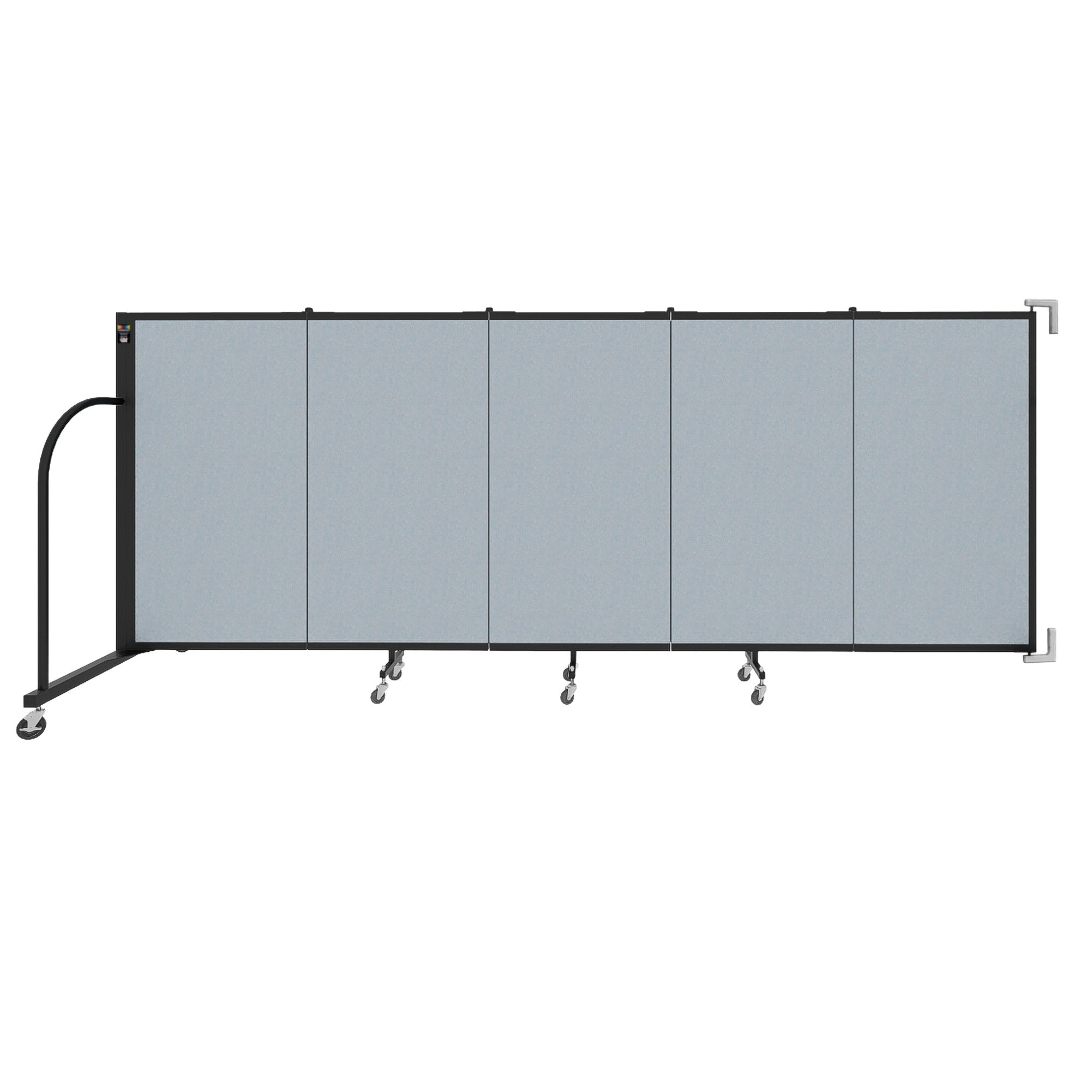 Wallmount Room Divider - 4'H x 9' 2"L - 5 Panel, Summer Blue, Fabric