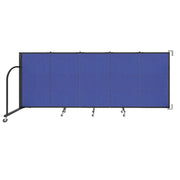 Wallmount Room Divider - 4'H x 9' 2"L - 5 Panel, Royal Blue, Fabric