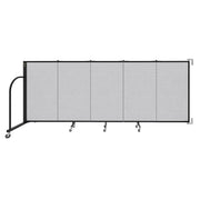 Wallmount Room Divider - 4'H x 9' 2"L - 5 Panel, Gray Smoke, Fabric