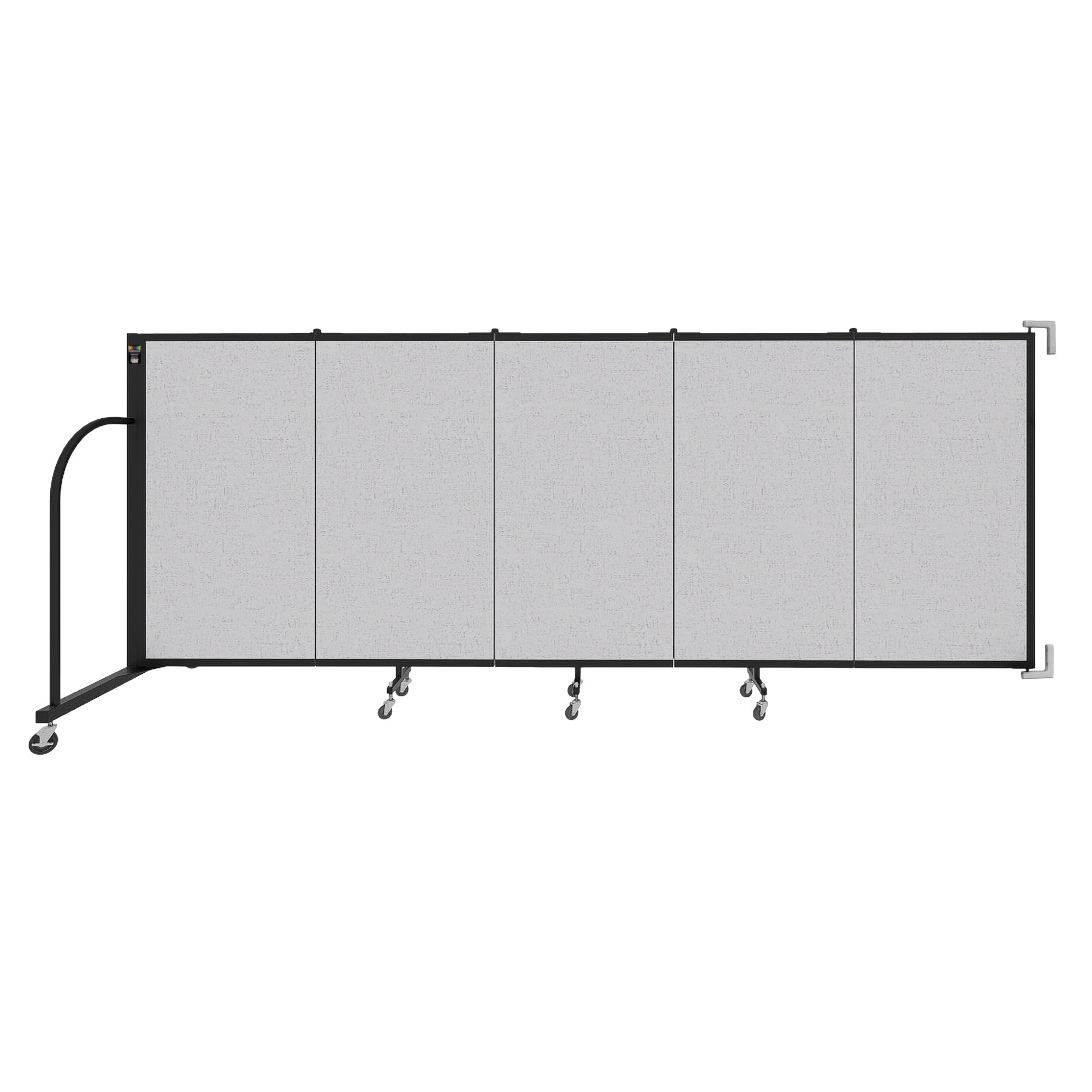 Wallmount Room Divider - 4'H x 9' 2"L - 5 Panel, Gray Smoke, Fabric