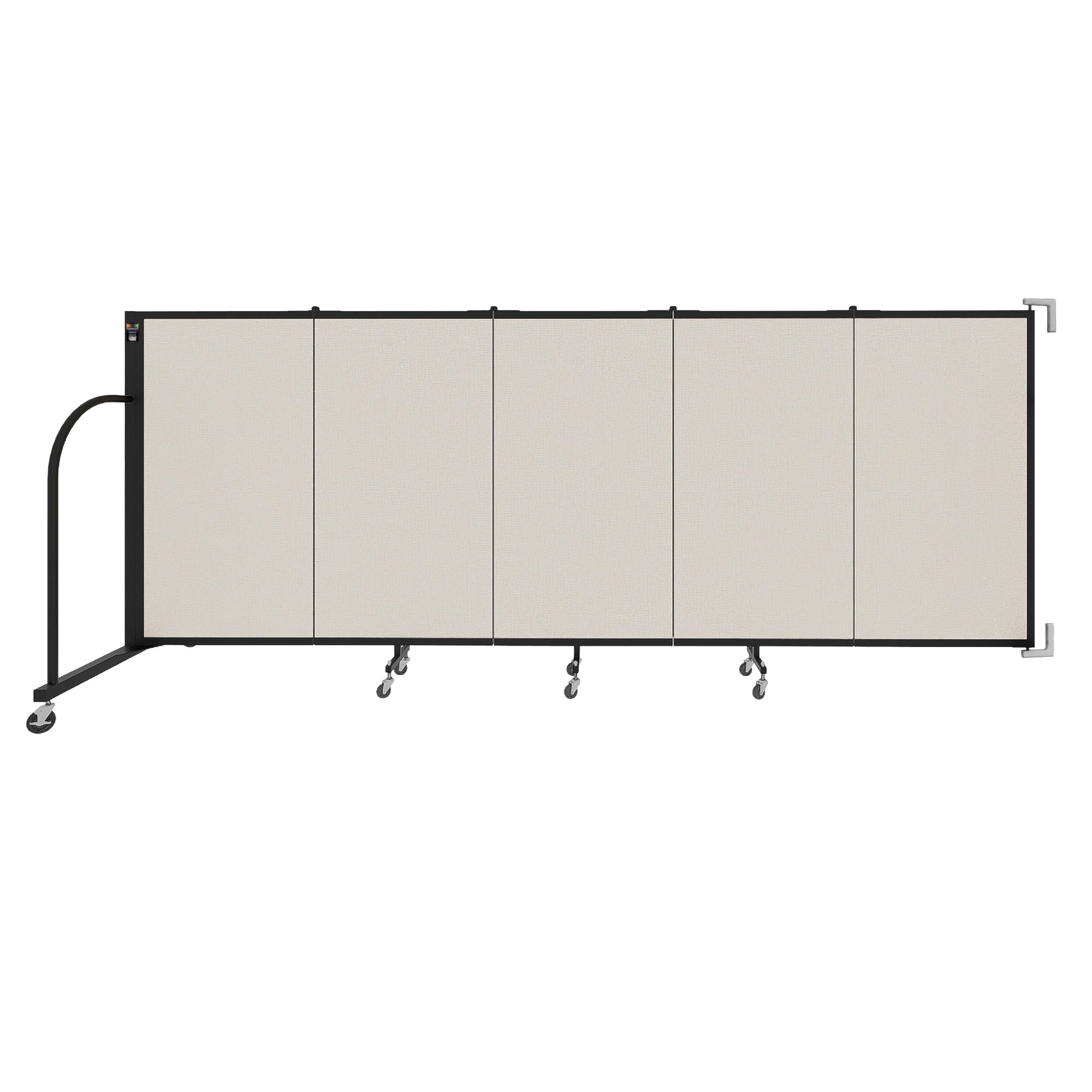 Wallmount Room Divider - 4'H x 9' 2"L - 5 Panel, Sand, Fabric