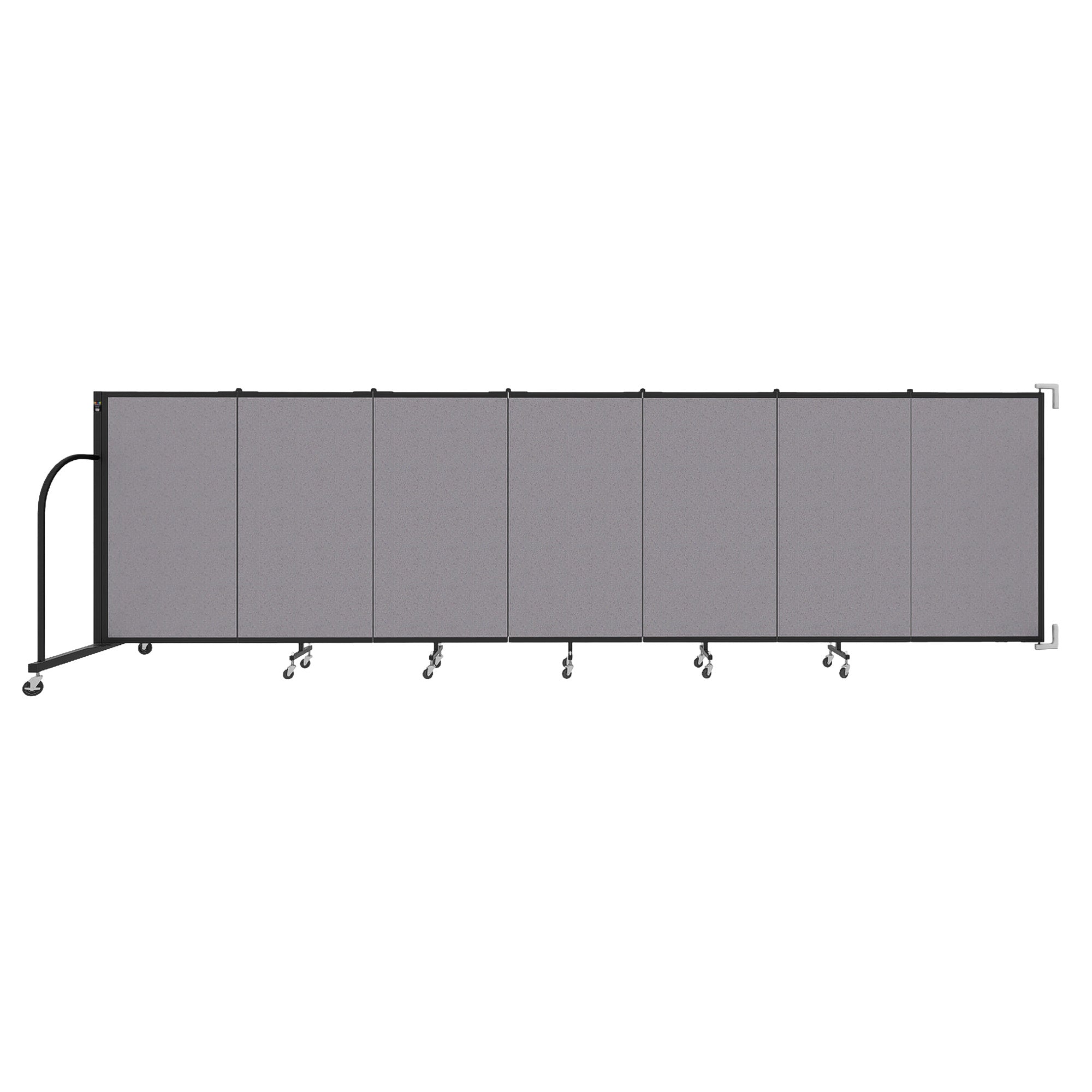Wallmount Room Divider - 4'H x 12' 10"L - 7 Panel, Select Gray, Fabric