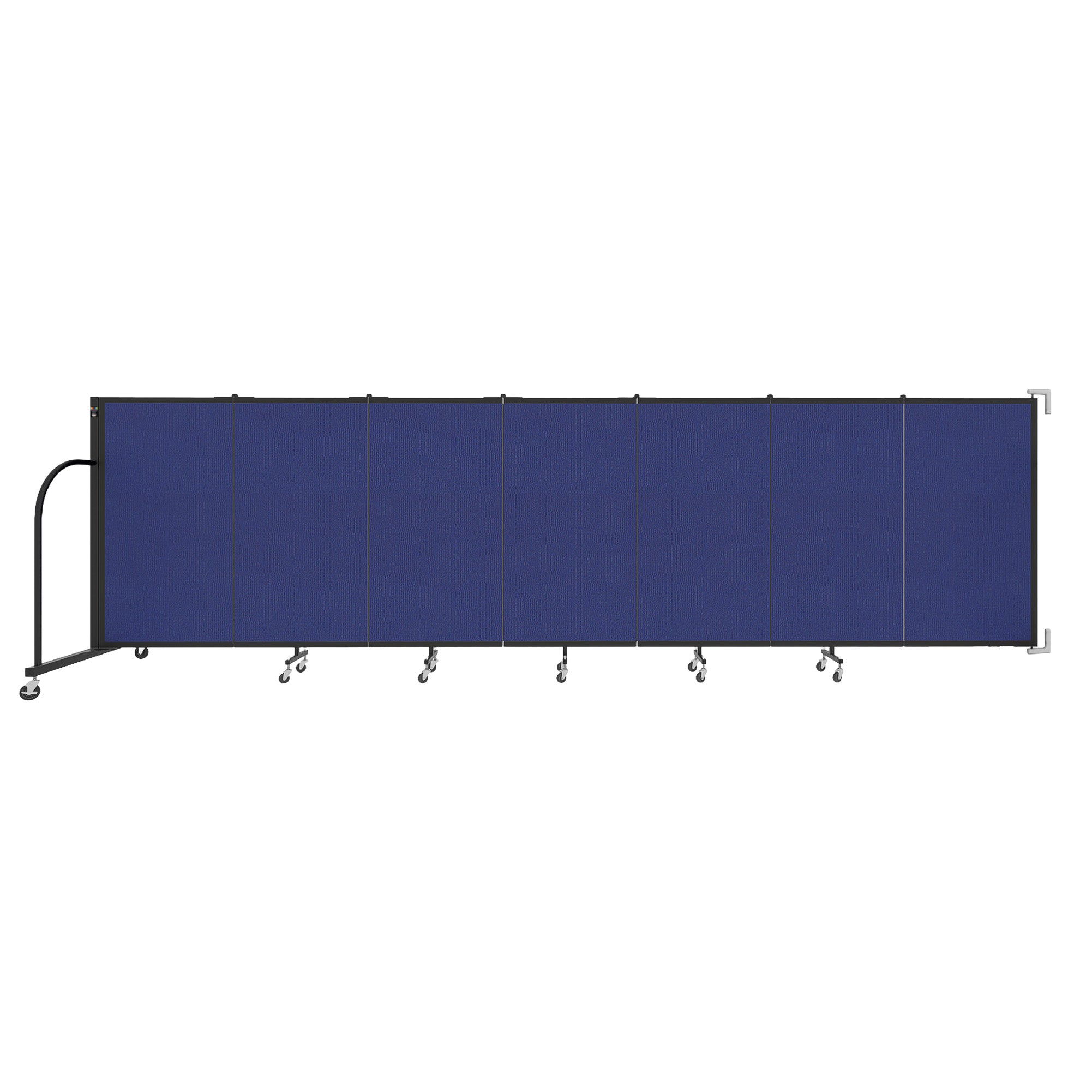 Wallmount Room Divider - 4'H x 12' 10"L - 7 Panel, Royal Blue, Fabric