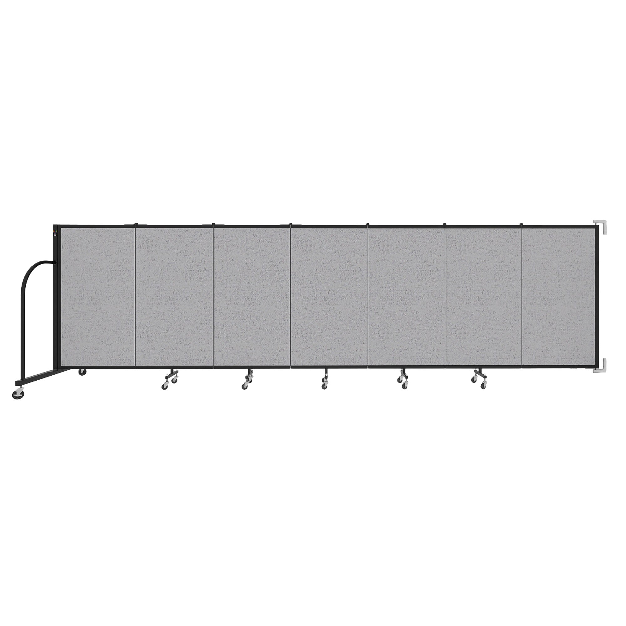 Wallmount Room Divider - 4'H x 12' 10"L - 7 Panel, Gray Smoke, Fabric