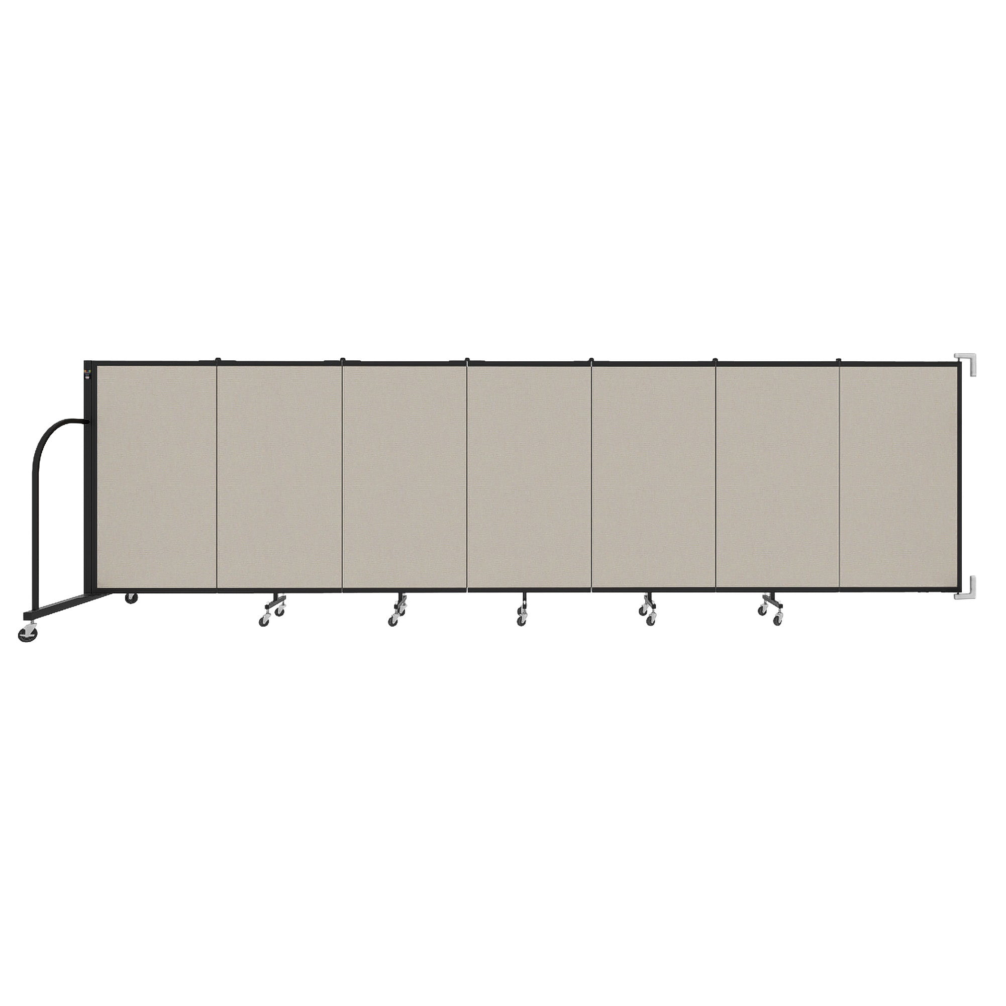 Wallmount Room Divider - 4'H x 12' 10"L - 7 Panel, Sand, Fabric