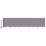 Wallmount Room Divider - 4'H x 16' 6"L - 9 Panel, Select Gray, Fabric