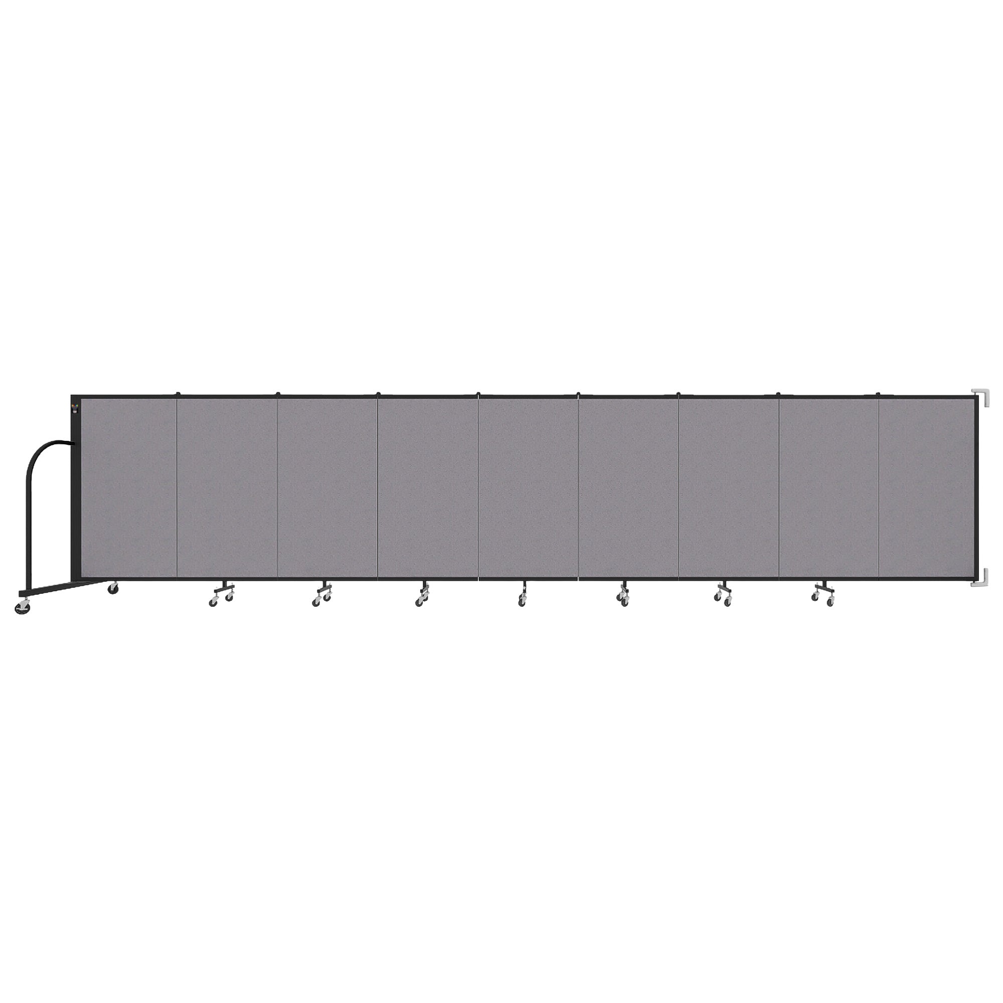 Wallmount Room Divider - 4'H x 16' 6"L - 9 Panel, Select Gray, Fabric