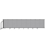 Wallmount Room Divider - 4'H x 16' 6"L - 9 Panel, Gray Smoke, Fabric