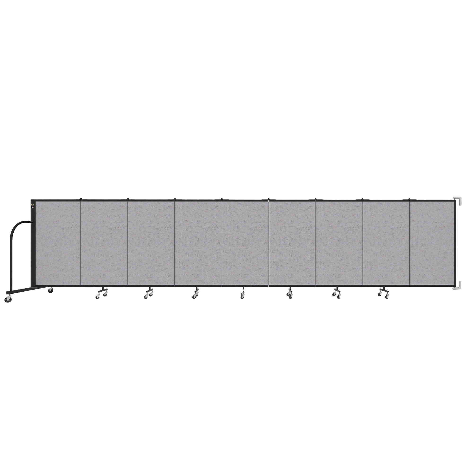 Wallmount Room Divider - 4'H x 16' 6"L - 9 Panel, Gray Smoke, Fabric