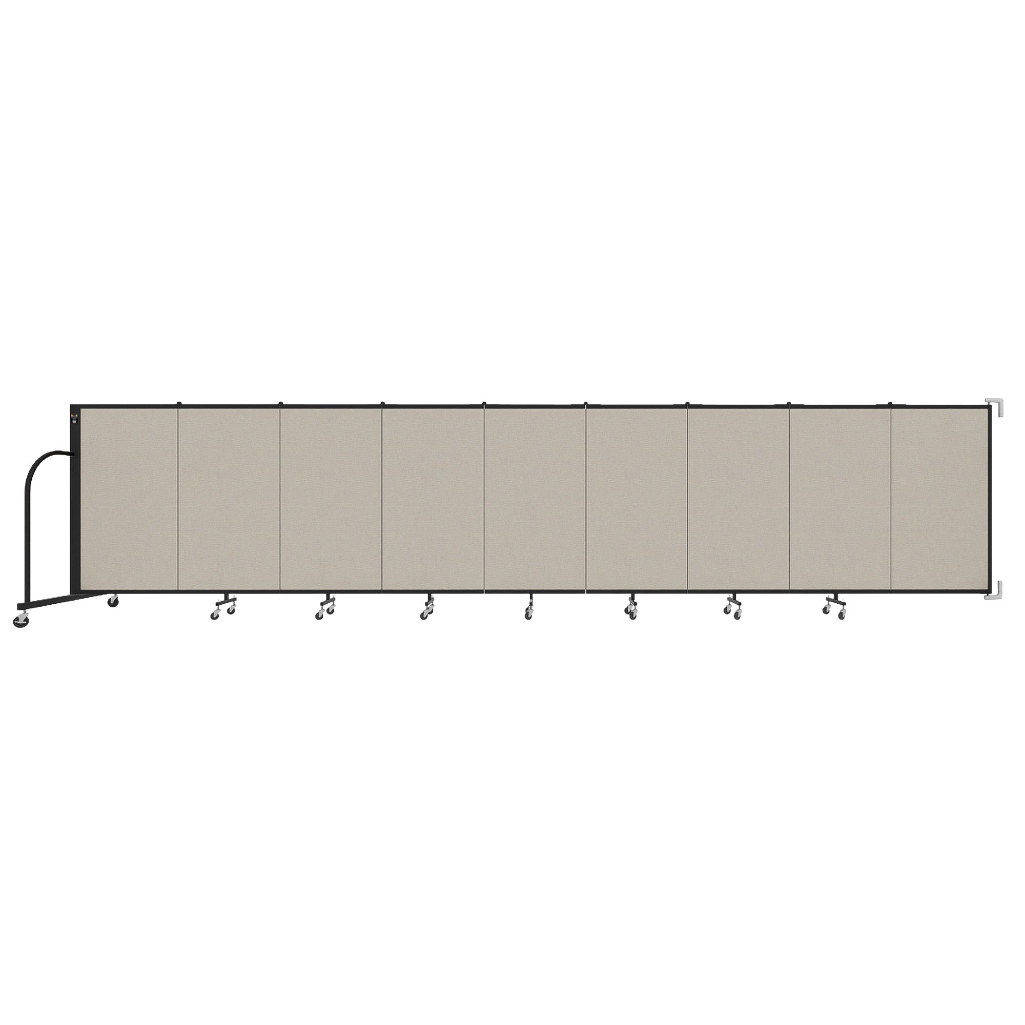 Wallmount Room Divider - 4'H x 16' 6"L - 9 Panel, Sand, Fabric