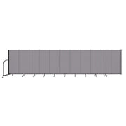Wallmount Room Divider - 5'H x 20' 2"L - 11 Panel, Select Gray, Fabric