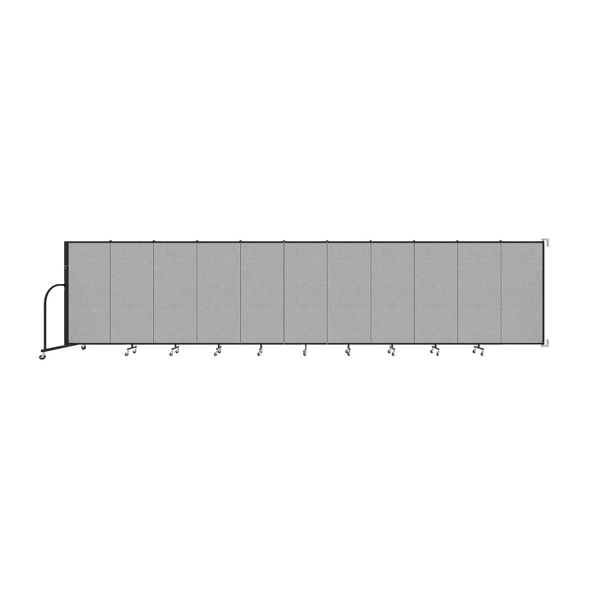 Wallmount Room Divider - 5'H x 20' 2"L - 11 Panel, Gray Smoke, Fabric