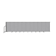 Wallmount Room Divider - 5'H x 20' 2"L - 11 Panel, Gray Smoke, Fabric