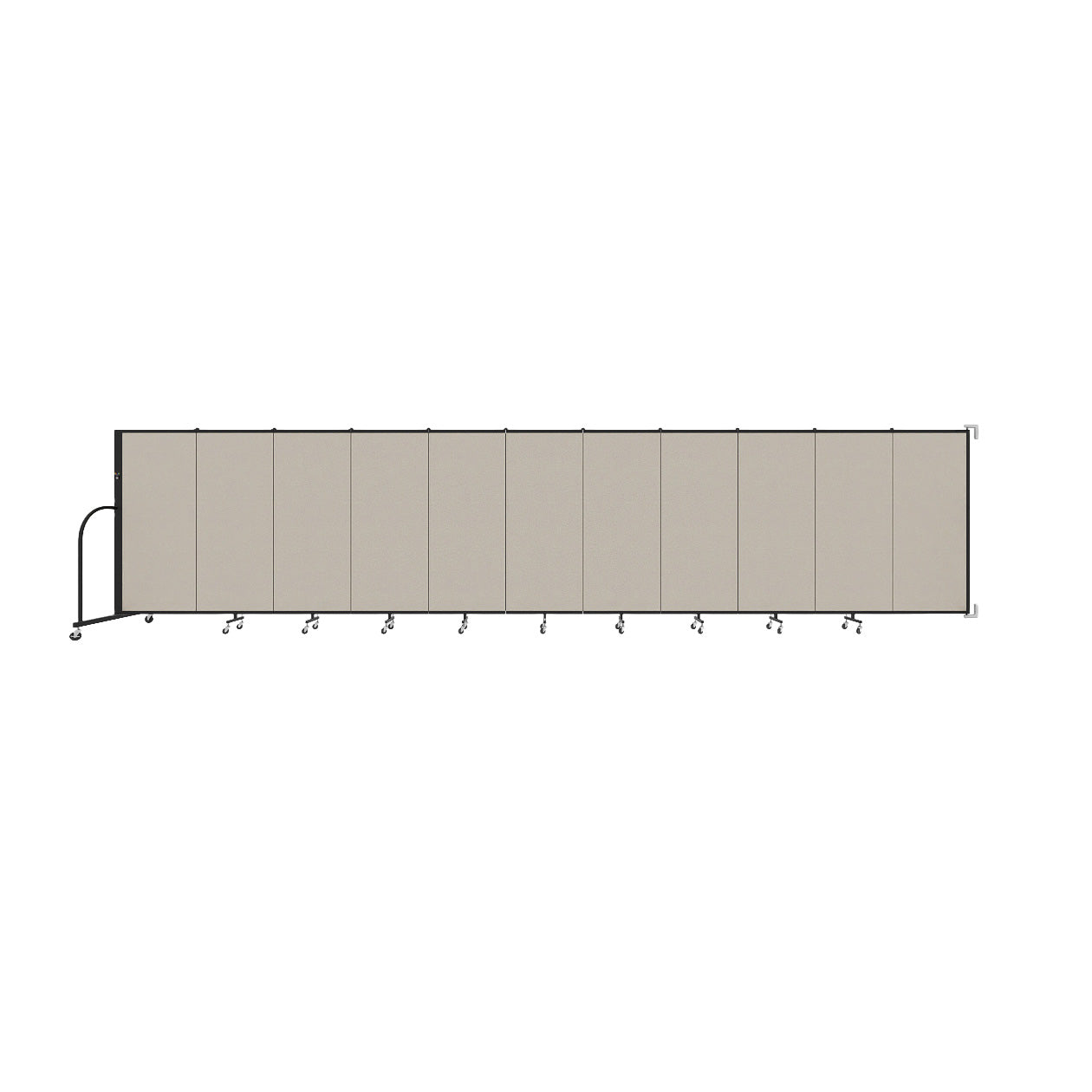 Wallmount Room Divider - 5'H x 20' 2"L - 11 Panel, Sand, Fabric