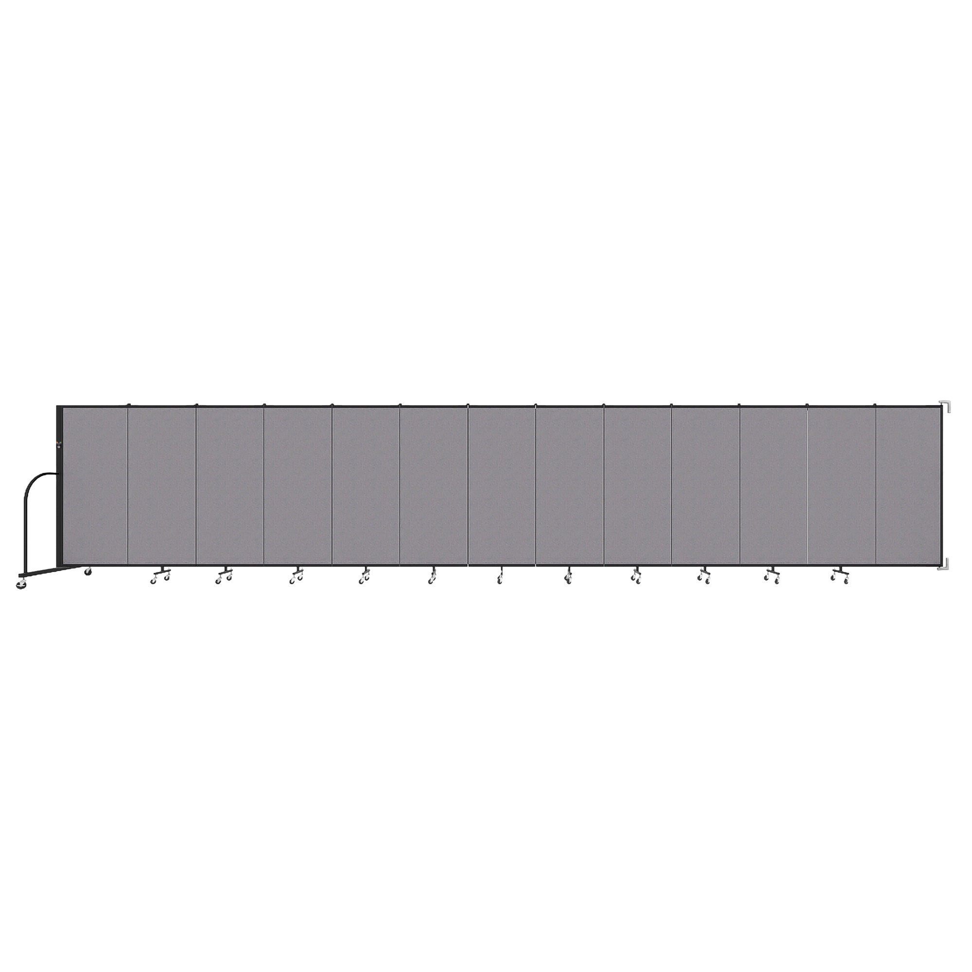 Wallmount Room Divider - 5'H x 23' 10" - 13 Panel, Select Gray, Fabric