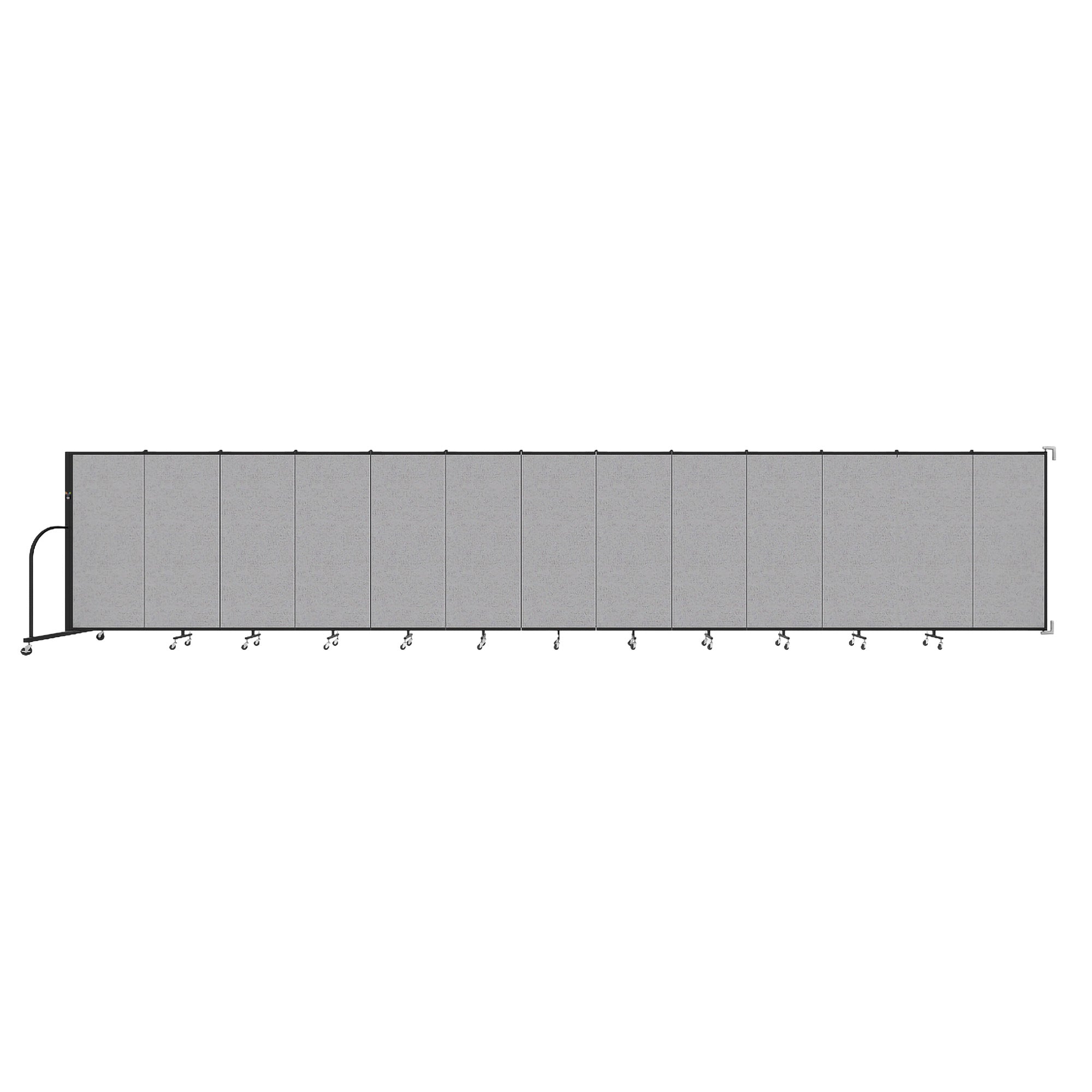 Wallmount Room Divider - 5'H x 23' 10" - 13 Panel, Gray Smoke, Fabric
