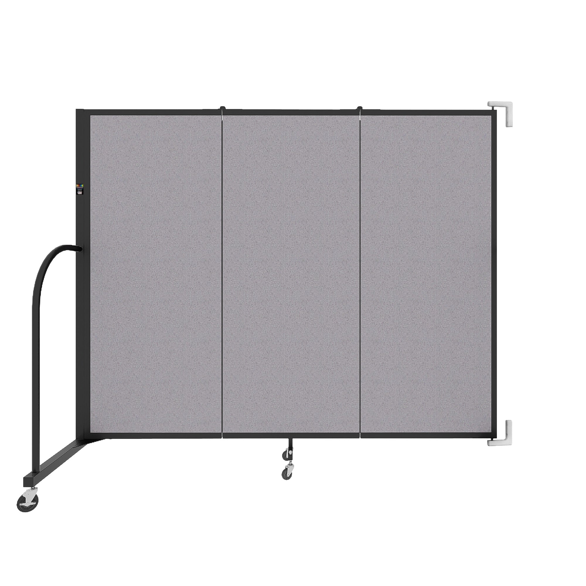 Wallmount Room Divider - 5'H x 5' 6"L - 3 Panel, Select Gray, Fabric