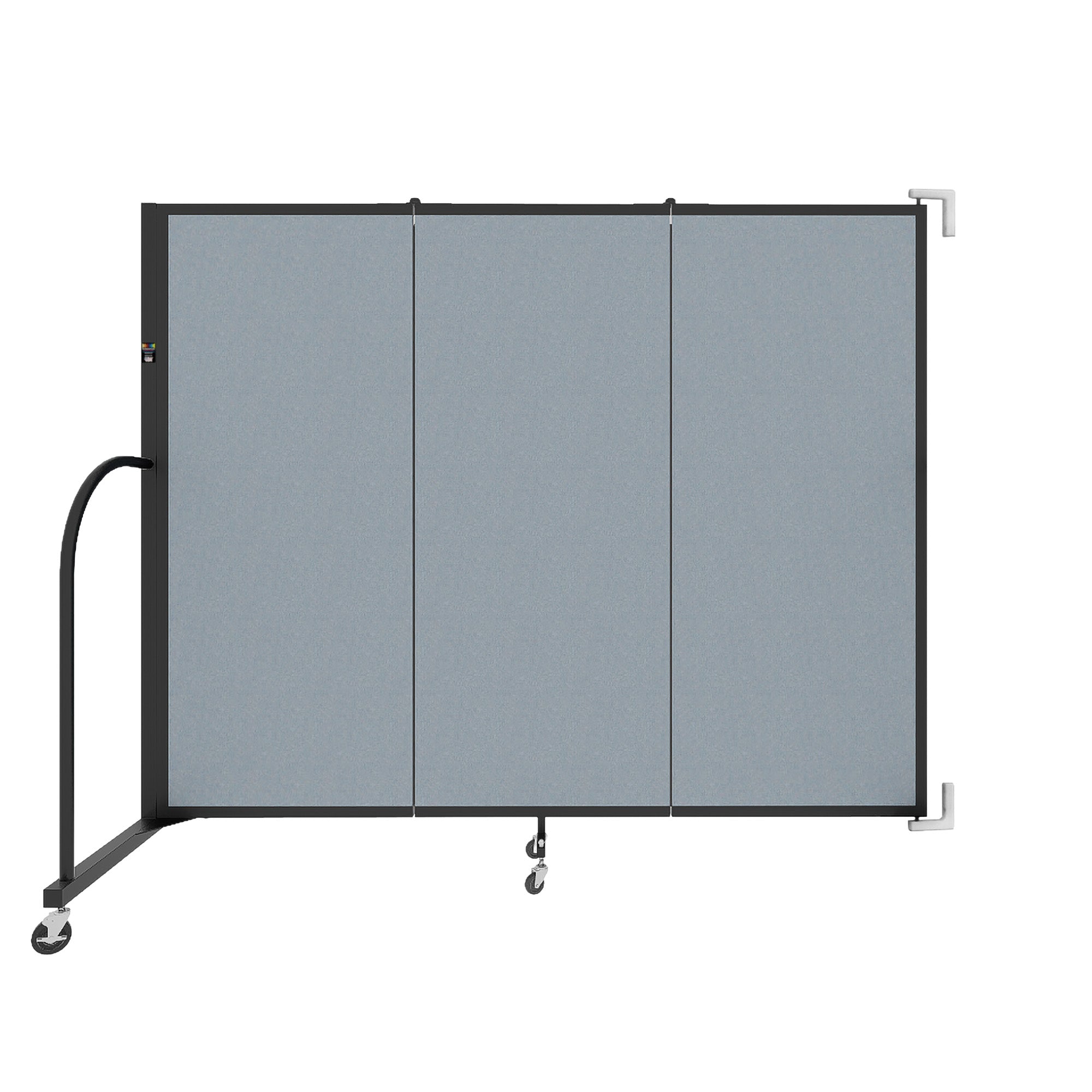 Wallmount Room Divider - 5'H x 5' 6"L - 3 Panel, Summer Blue, Fabric