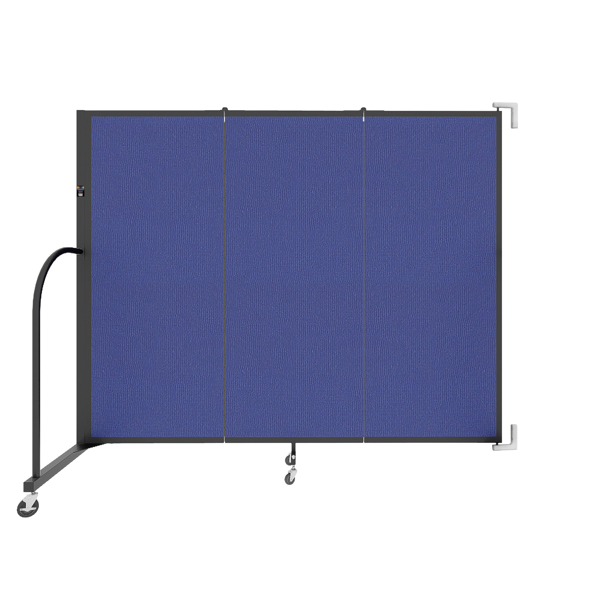 Wallmount Room Divider - 5'H x 5' 6"L - 3 Panel, Royal Blue, Fabric