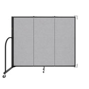 Wallmount Room Divider - 5'H x 5' 6"L - 3 Panel, Gray Smoke, Fabric