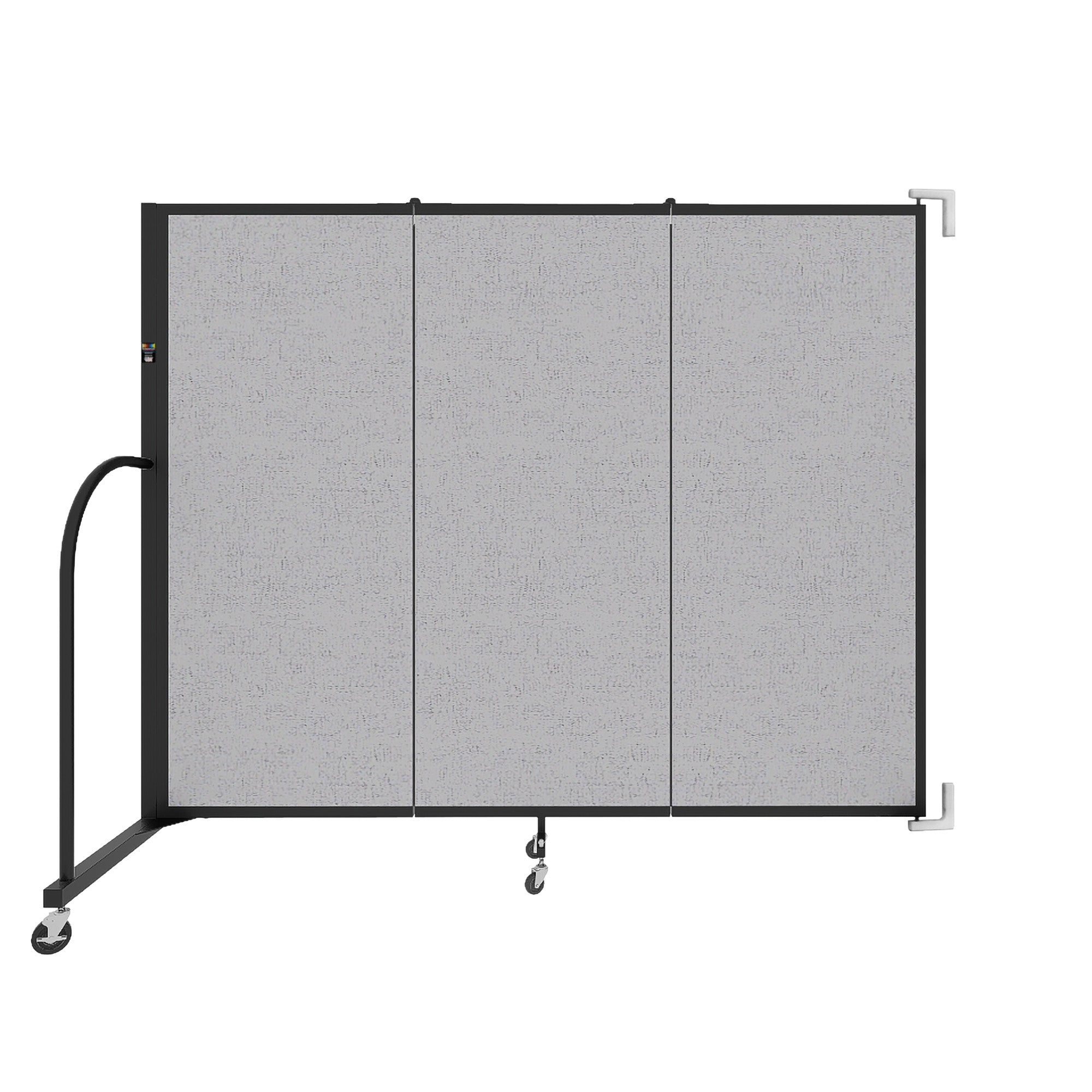 Wallmount Room Divider - 5'H x 5' 6"L - 3 Panel, Gray Smoke, Fabric