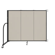 Wallmount Room Divider - 5'H x 5' 6"L - 3 Panel, Sand, Fabric