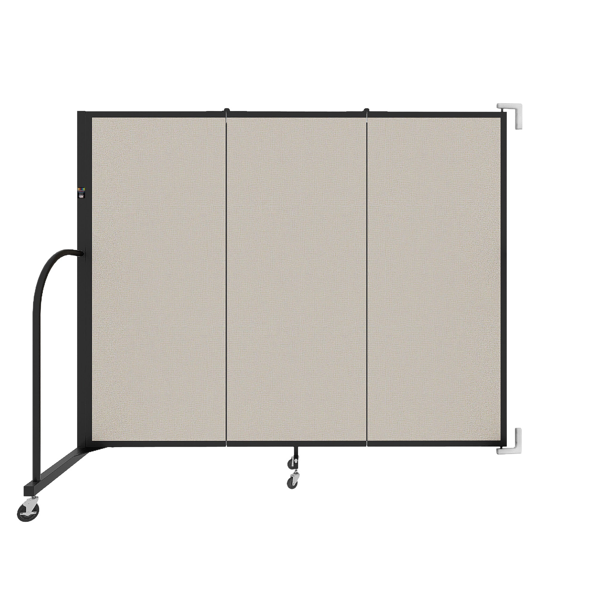 Wallmount Room Divider - 5'H x 5' 6"L - 3 Panel, Sand, Fabric
