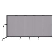 Wallmount Room Divider - 5'H x 9' 2"L - 5 Panel, Select Gray, Fabric