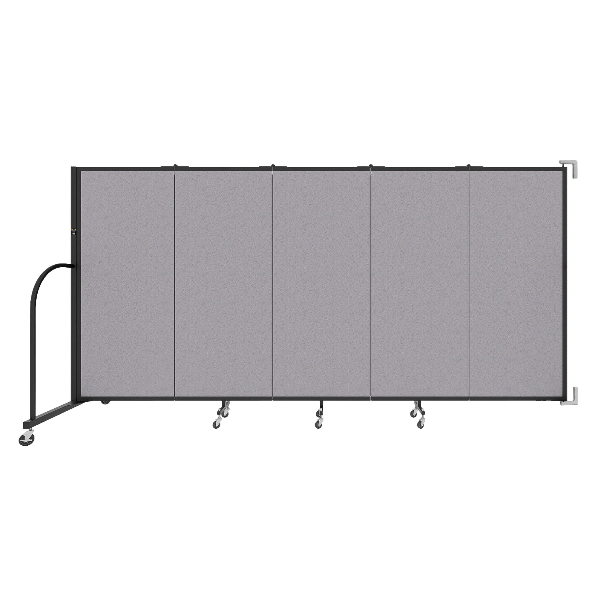 Wallmount Room Divider - 5'H x 9' 2"L - 5 Panel, Select Gray, Fabric