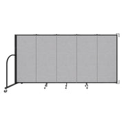 Wallmount Room Divider - 5'H x 9' 2"L - 5 Panel, Gray Smoke, Fabric