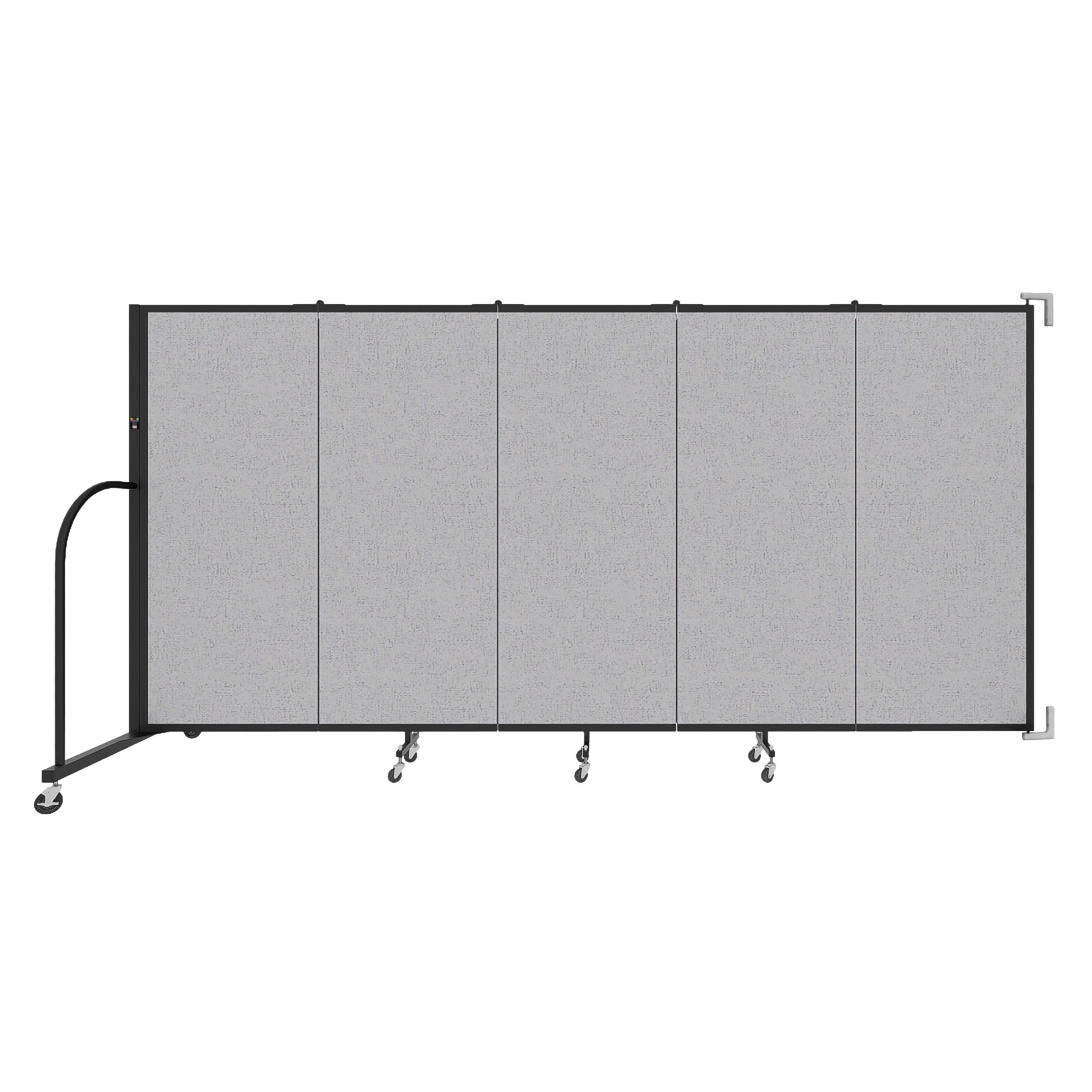Wallmount Room Divider - 5'H x 9' 2"L - 5 Panel, Gray Smoke, Fabric