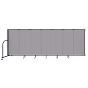 Wallmount Room Divider - 5'H x 12' 10"L - 7 Panel, Select Gray, Fabric