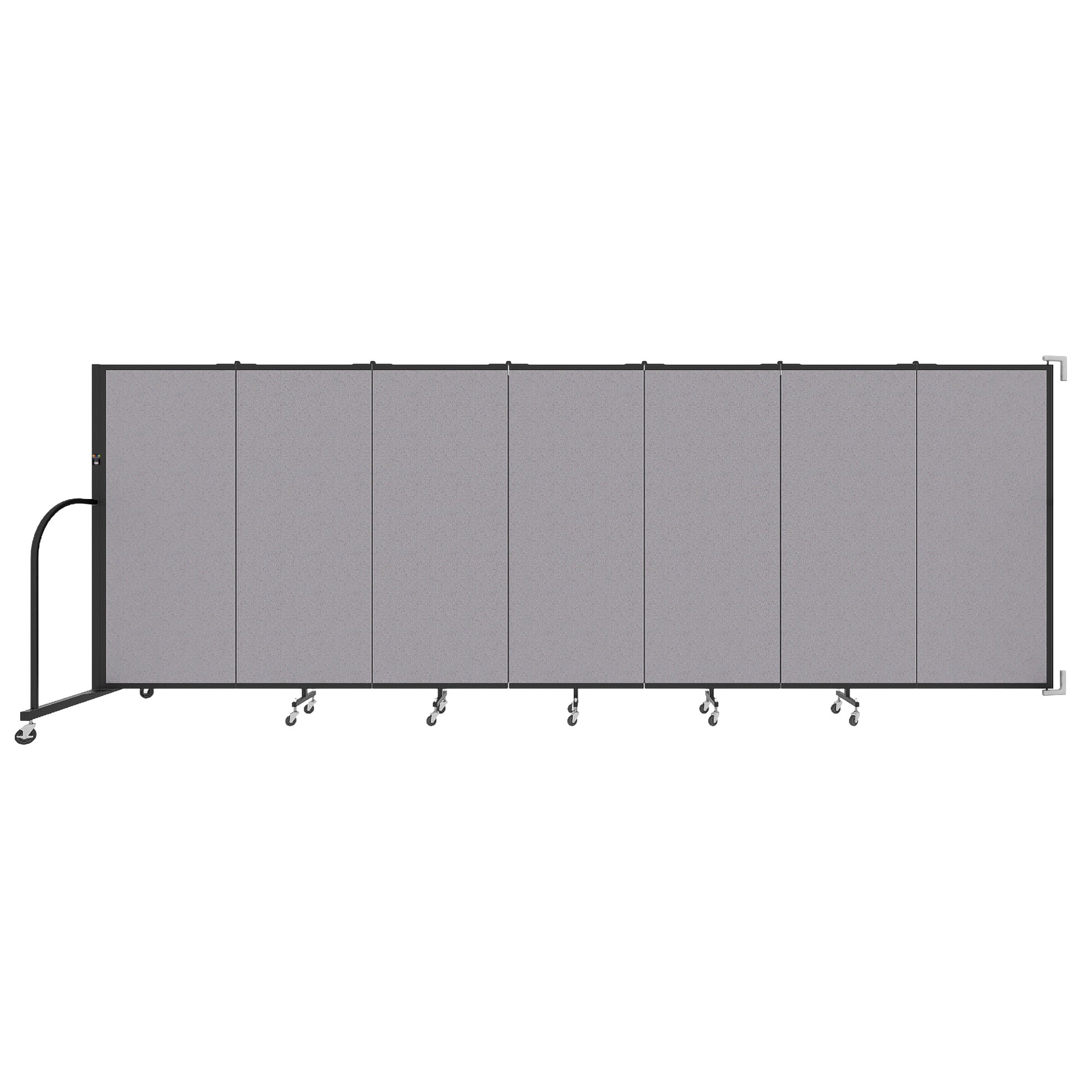 Wallmount Room Divider - 5'H x 12' 10"L - 7 Panel, Select Gray, Fabric