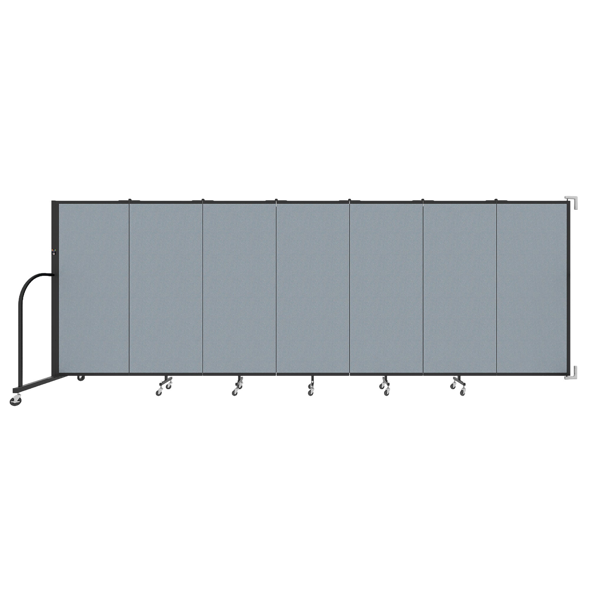 Wallmount Room Divider - 5'H x 12' 10"L - 7 Panel, Summer Blue, Fabric
