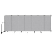 Wallmount Room Divider - 5'H x 12' 10"L - 7 Panel, Gray Smoke, Fabric