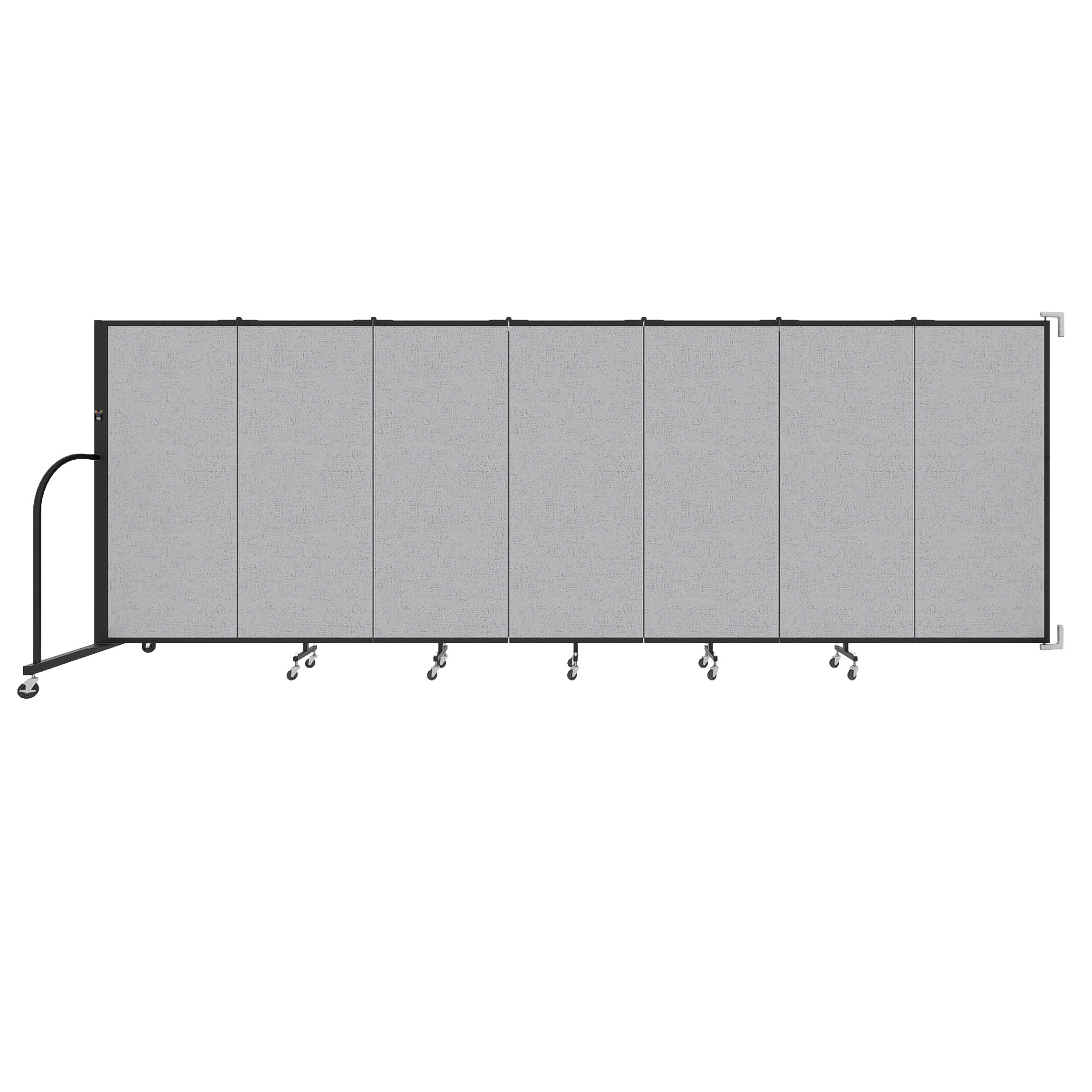 Wallmount Room Divider - 5'H x 12' 10"L - 7 Panel, Gray Smoke, Fabric