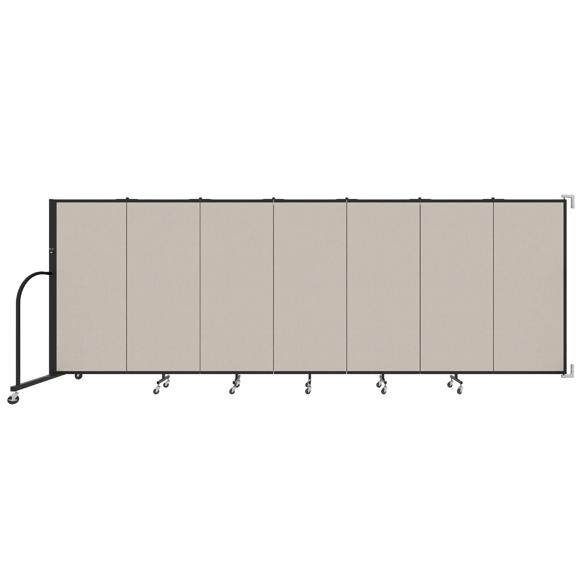 Wallmount Room Divider - 5'H x 12' 10"L - 7 Panel, Sand, Fabric