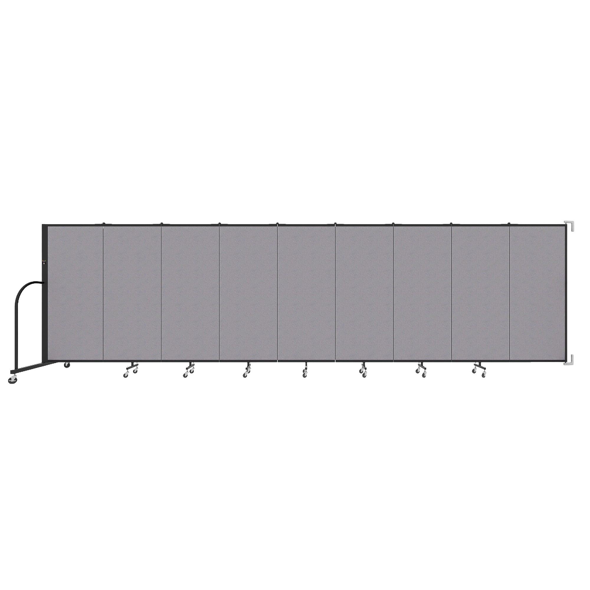 Wallmount Room Divider - 5'H x 16' 6"L - 9 Panel, Select Gray, Fabric