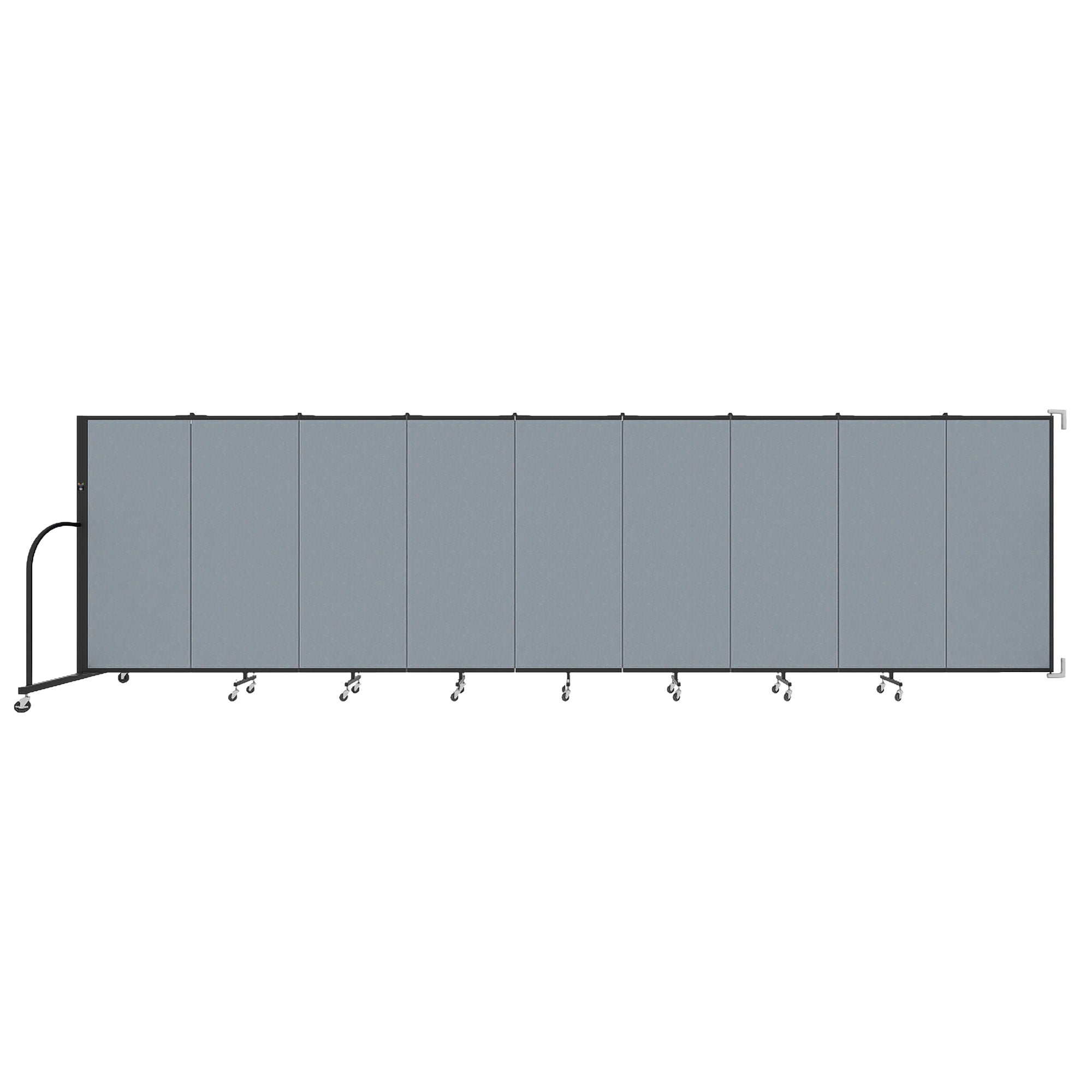 Wallmount Room Divider - 5'H x 16' 6"L - 9 Panel, Summer Blue, Fabric