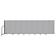 Wallmount Room Divider - 5'H x 16' 6"L - 9 Panel, Gray Smoke, Fabric