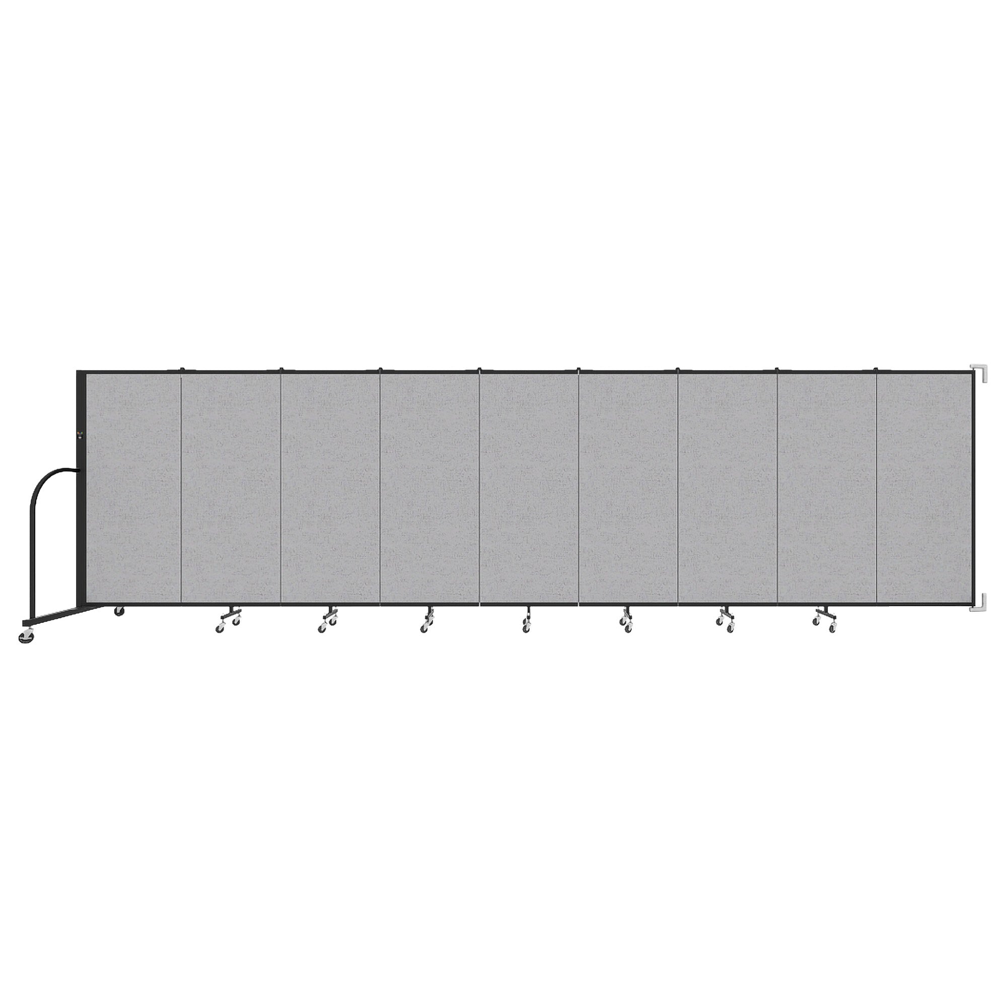 Wallmount Room Divider - 5'H x 16' 6"L - 9 Panel, Gray Smoke, Fabric