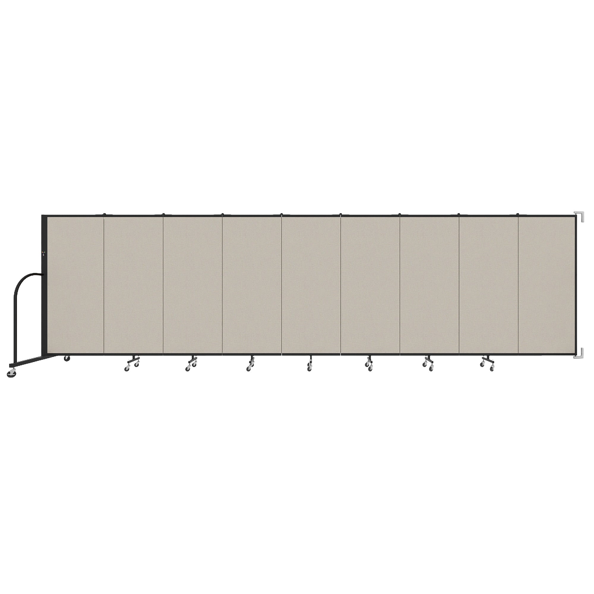 Wallmount Room Divider - 5'H x 16' 6"L - 9 Panel, Sand, Fabric