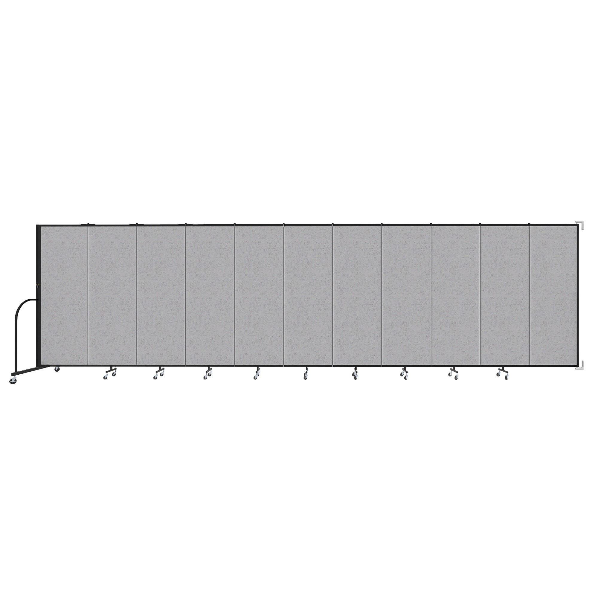 Wallmount Room Divider - 6'H x 20' 2"L - 11 Panel, Gray Smoke, Fabric