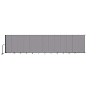 Wallmount Room Divider - 6'H x 23' 10" - 13 Panel, Select Gray, Fabric