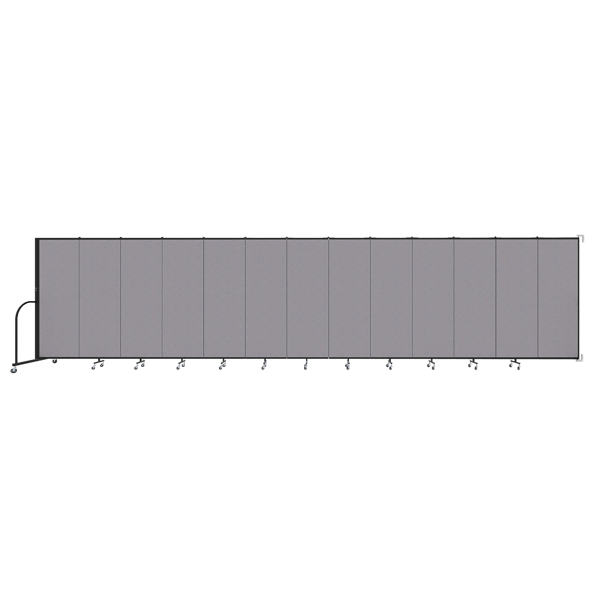 Wallmount Room Divider - 6'H x 23' 10" - 13 Panel, Select Gray, Fabric